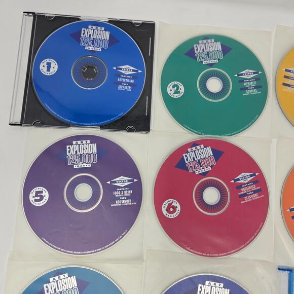 Vintage Macintosh Art Explosion 750,000 Design Software 13 Disc Set 1996 Unused - Picture 2 of 16